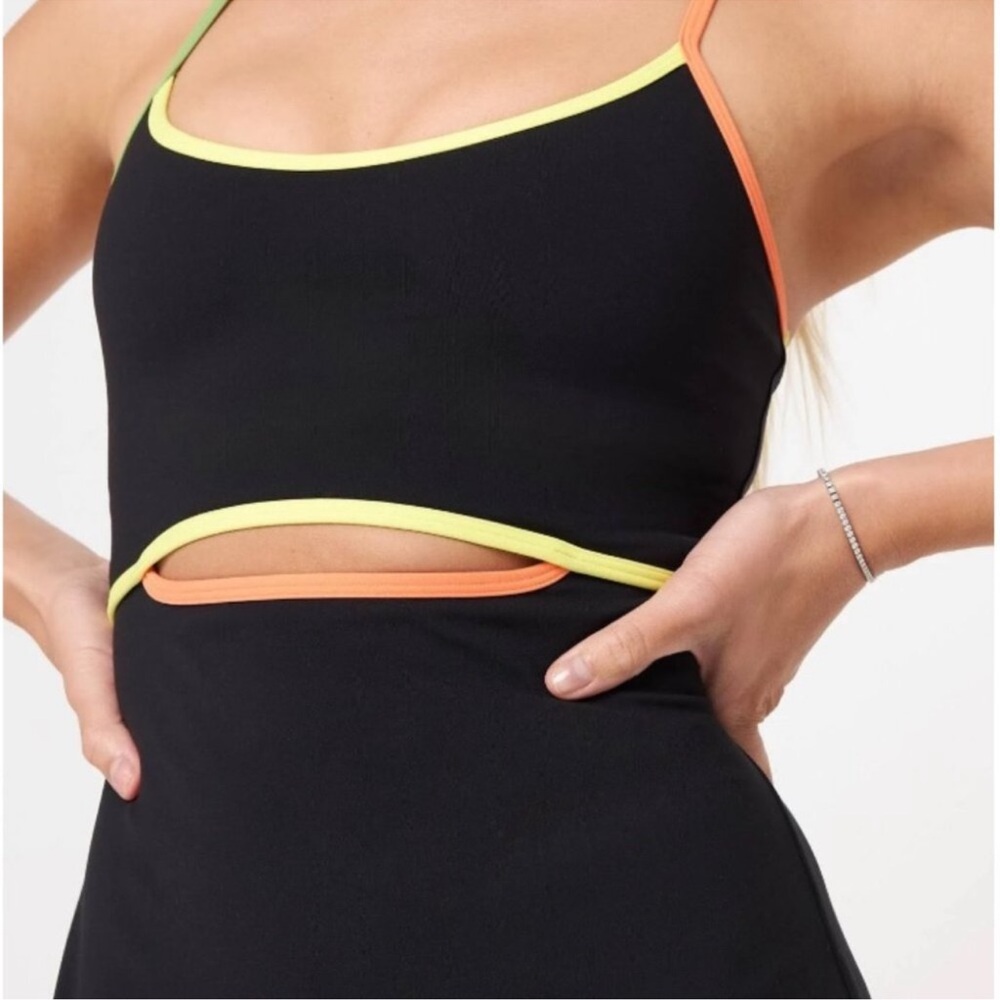 Spiritual Gangster Black Mini Dress with Neon Trim Size Small NWT - Picture 2 of 16